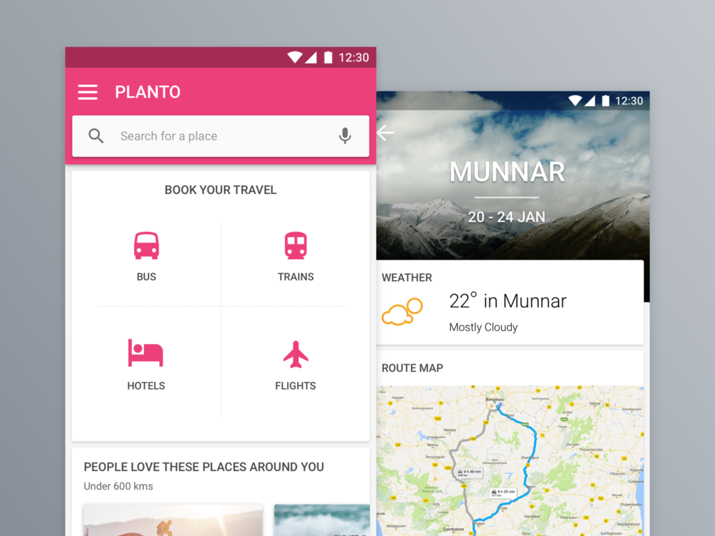 travel planner app development
